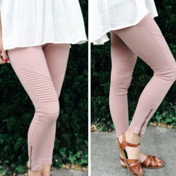 Pants - 🛍 Pink Moto Pull-On Ponte Pants